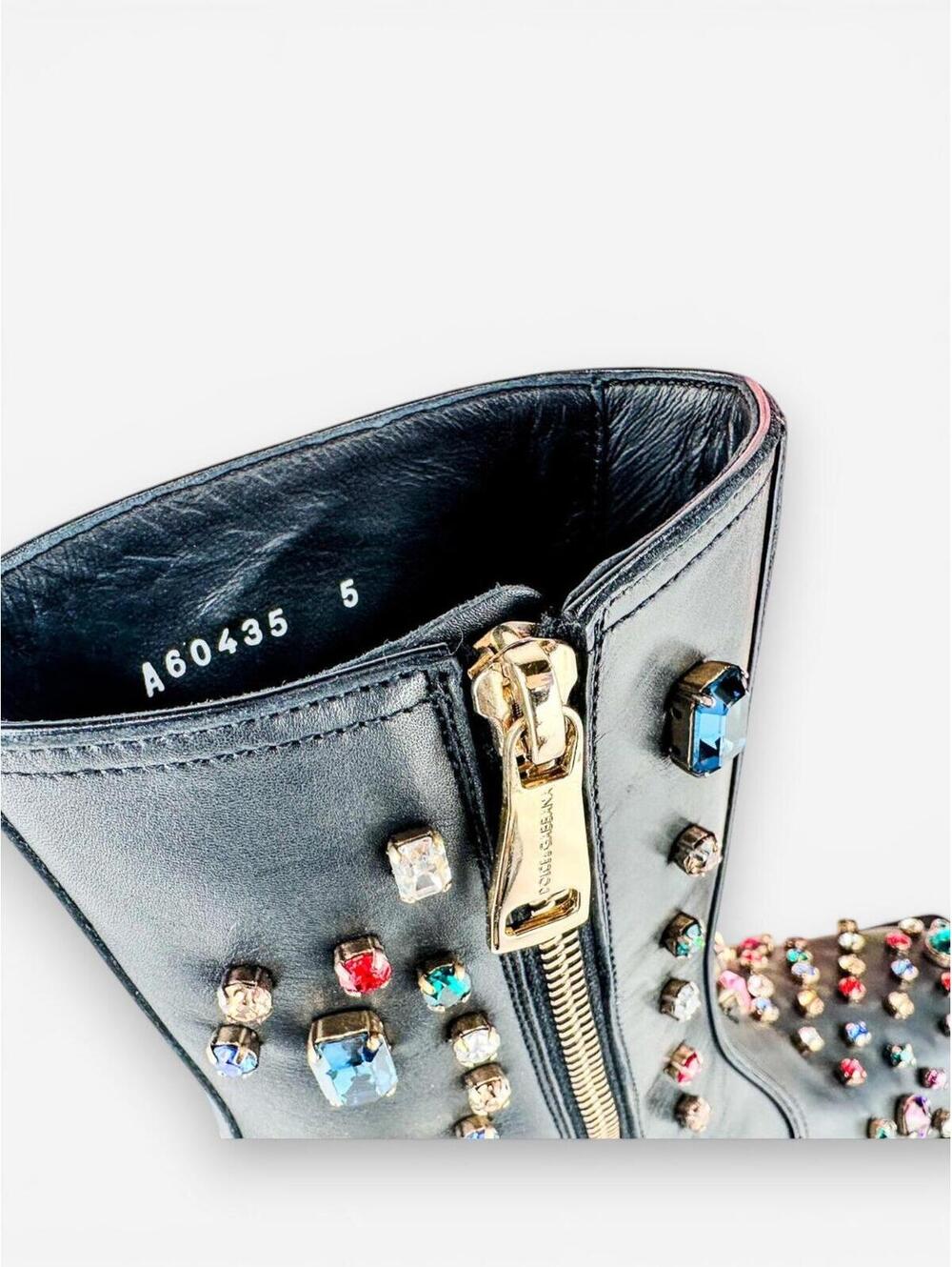 Dolce & Gabbana Crystal Rhinestone Western Cowboy Boot Black Men EU 39 | NIB - Picture 3 of 9
